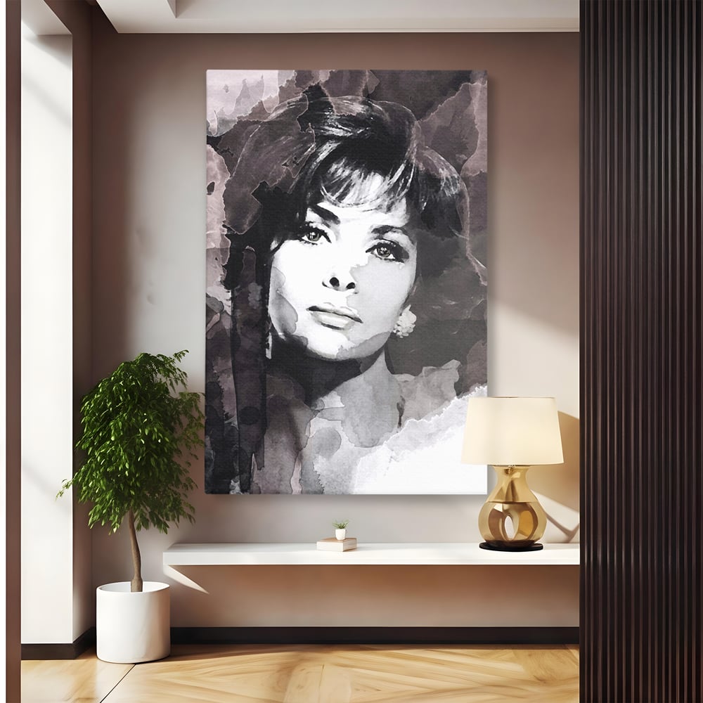 Tablou canvas cu tablou canvas cu portretul actritei sophia loren, fara rama, pe sasiu de lemn